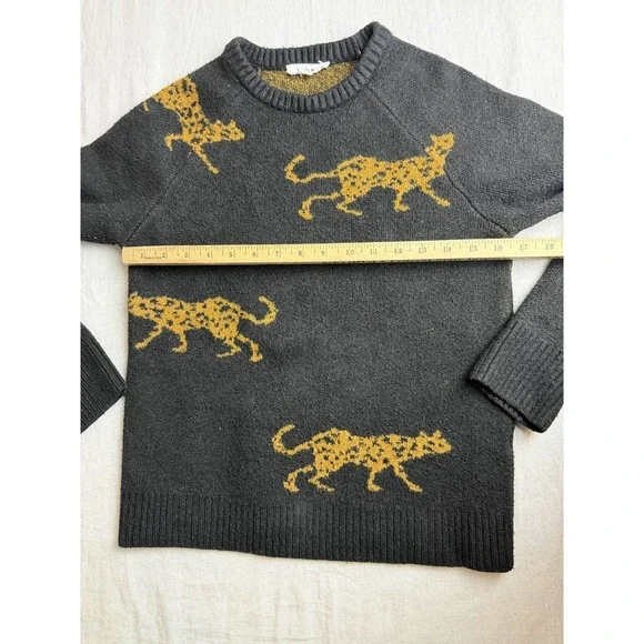 THML Sweater Womens S Cheetah Print Black Gold Mob Wife Boho Glam Indie Sleaze - Picture 4 of 7